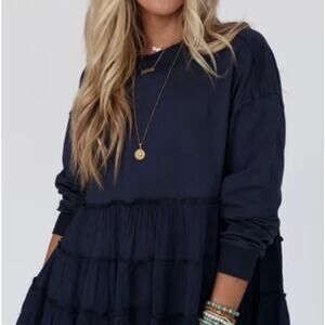 Three Bird Nest Madeira Tiered Babydoll Top Long Sleeve